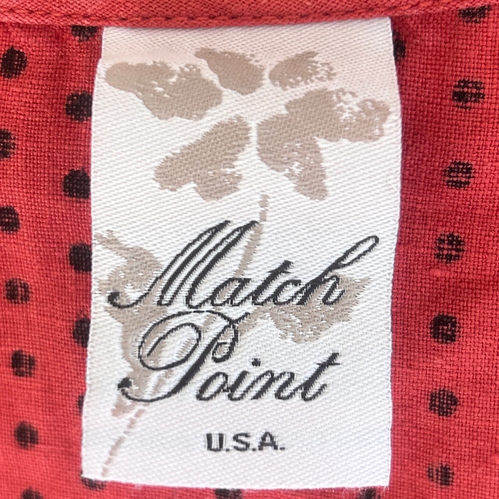 VTG MATCH POINT 90s 100% Linen Polka Dot Oversized Lagenlook Tunic USA Made | S - Picture 2 of 9